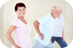 Older adults doing yoga stretching and positions